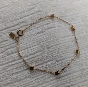Act II Cube & Chain Link Bracelet Gold Tone Vintage Dainty EUC Polished 6.5" EUC